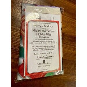 NOS, Sealed Christmas Mickey and Friends Holiday Flag - The Hamilton Collection